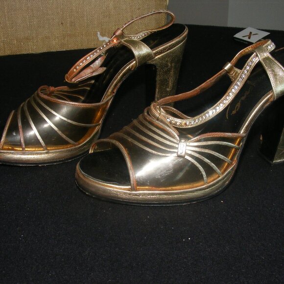 1940's Vintage Platform Evening Shoes - Picture 1 of 3